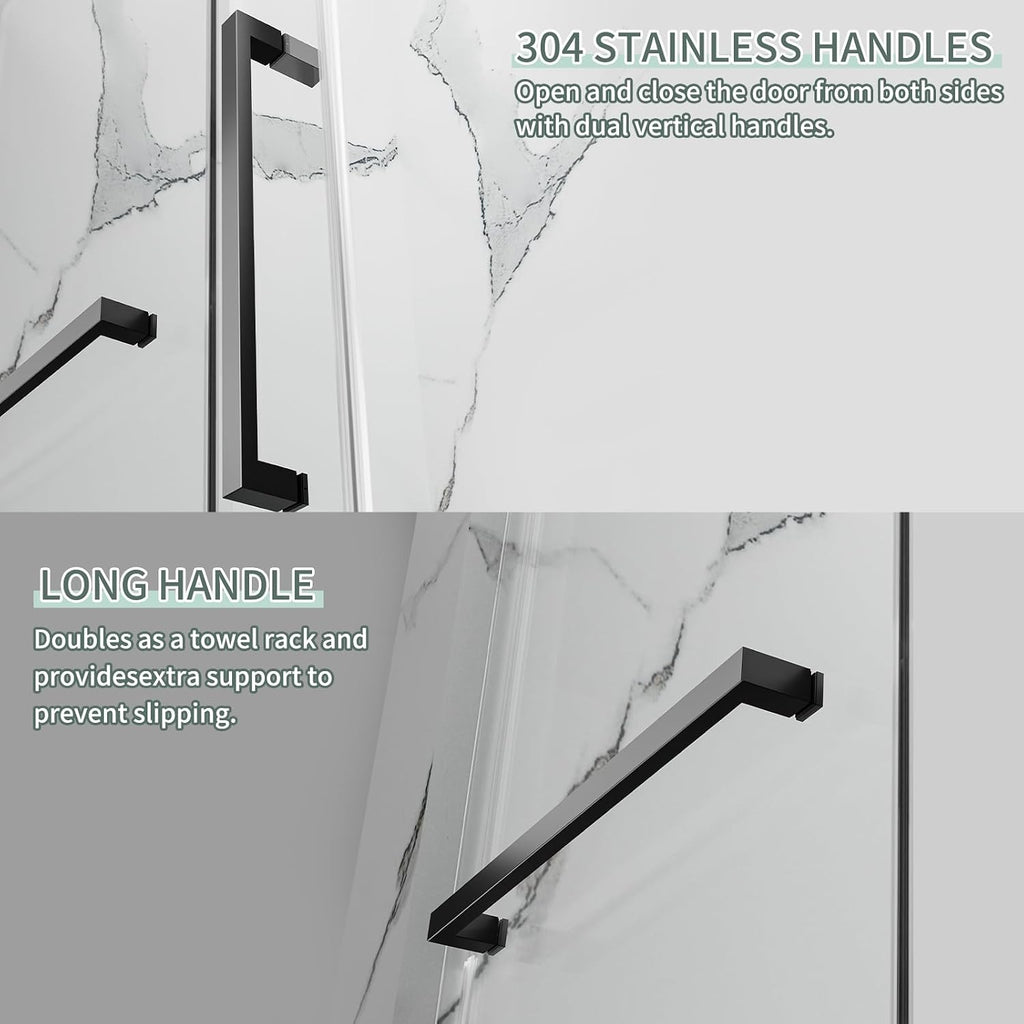 Shower Door with 5/16"(8mm) SGCC Tempered Glass, 56-60" W x 74" H Frameless Sliding Shower Door