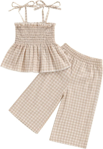 Infant Baby Toddler Girls Clothes Solid Color Sleeveless Camisole Linen Pants Set Baby Summer Outfits