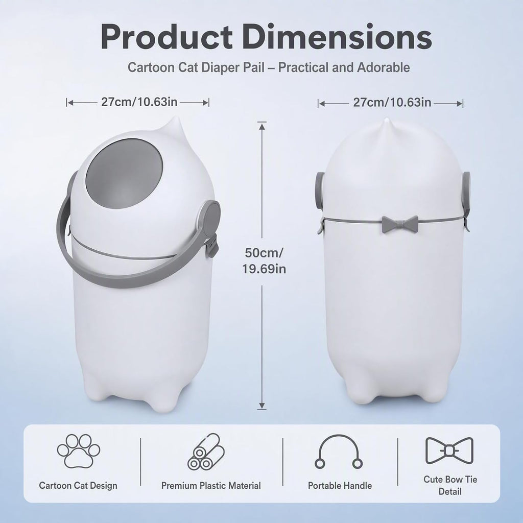 15L/4 Gallon Diaper Pail, Baby Diaper Bin with Airtight Lid, Trash Can with Double Odor Locking,Portable Eco-Friendly