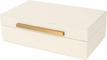 Beige Shagreen box Faux Leather Decorative Boxes,Keepsake And Memory Storage Decorative Boxes with Lids for Modern