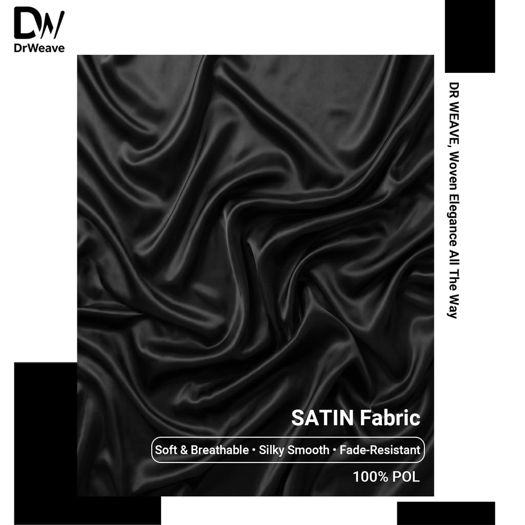 1 Yard Satin Fabric by the Yard, 80 GSM, 55" Wide, Black