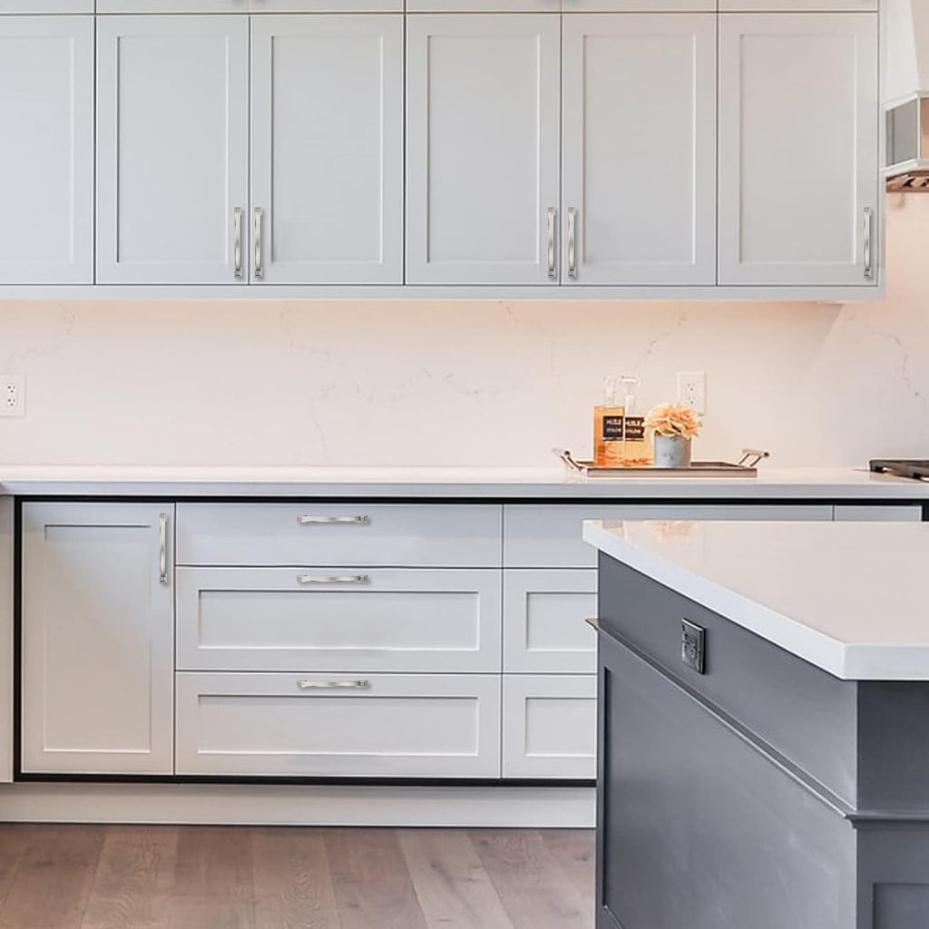 10 Pack Brushed Satin Nickel Cabinet Pulls 5 Inch(128mm) Hole Centers, Handles Hardware, Arch Cabinet Handles Drawer