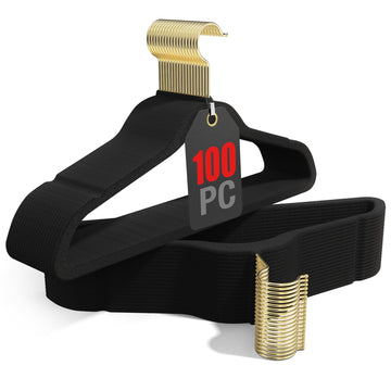 Velvet Hangers 100 Pack, Felt Hangers with Gold 360 Swivel Hook, Coat Hanger Non Slip, Heavy-Duty, Space Saving, Slim