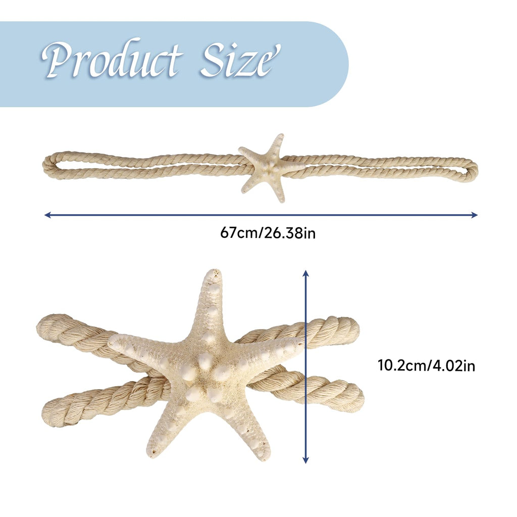 Natural Starfish Curtain Tiebacks, Handmade Woven Rope Curtain Curtain Ties Blinds Accessories for Outdoor - 2 Pcs
