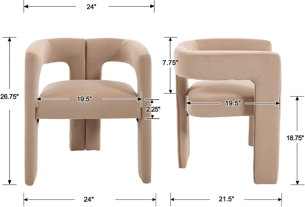 Modern Dining Chairs Set of 6, Upholstered Side Chairs Velvet Fabric Guest Chairs with Barrel Backrest Armchair for