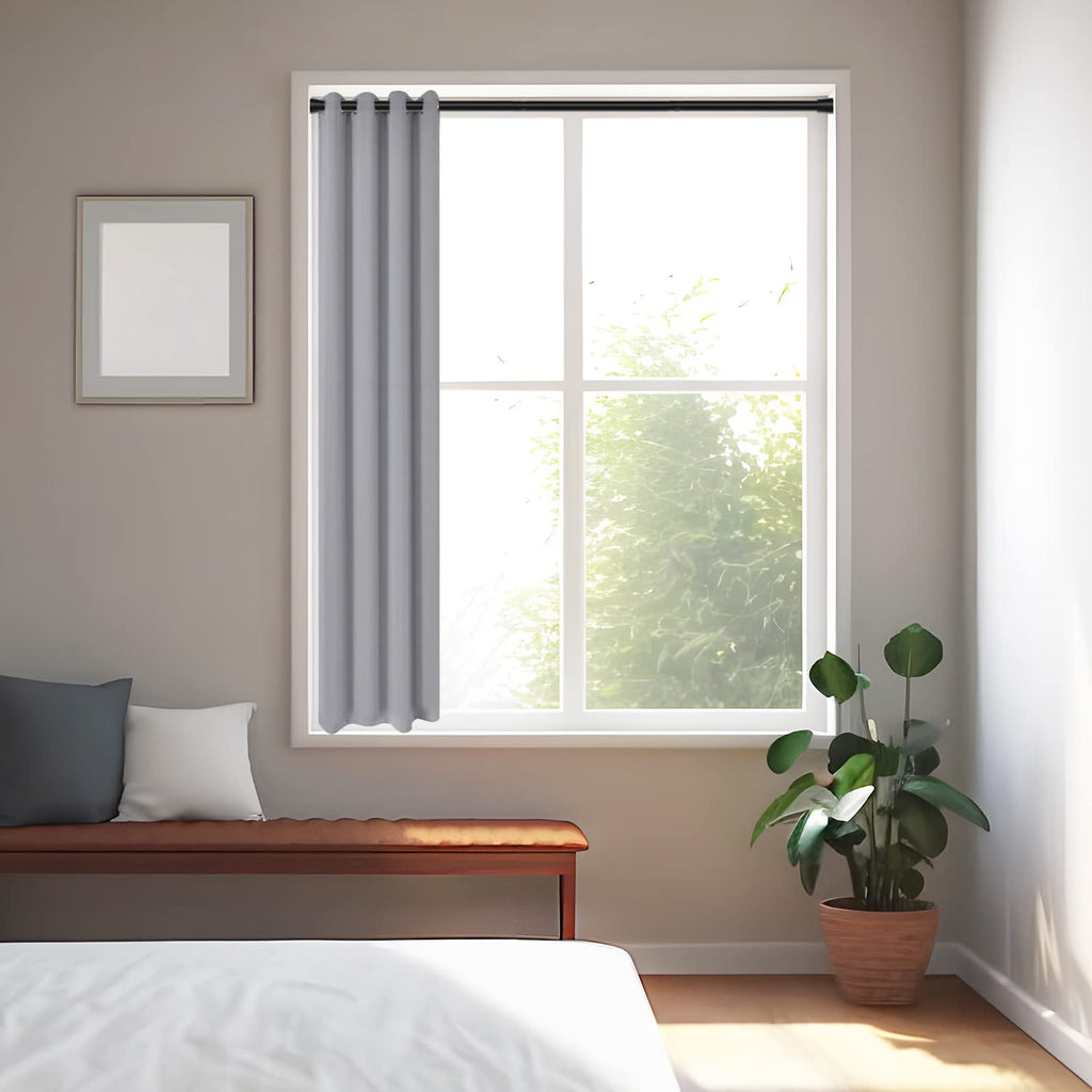 Black Tension Curtain Rod for Windows 28 to 48 Inch Spring Curtain Rods