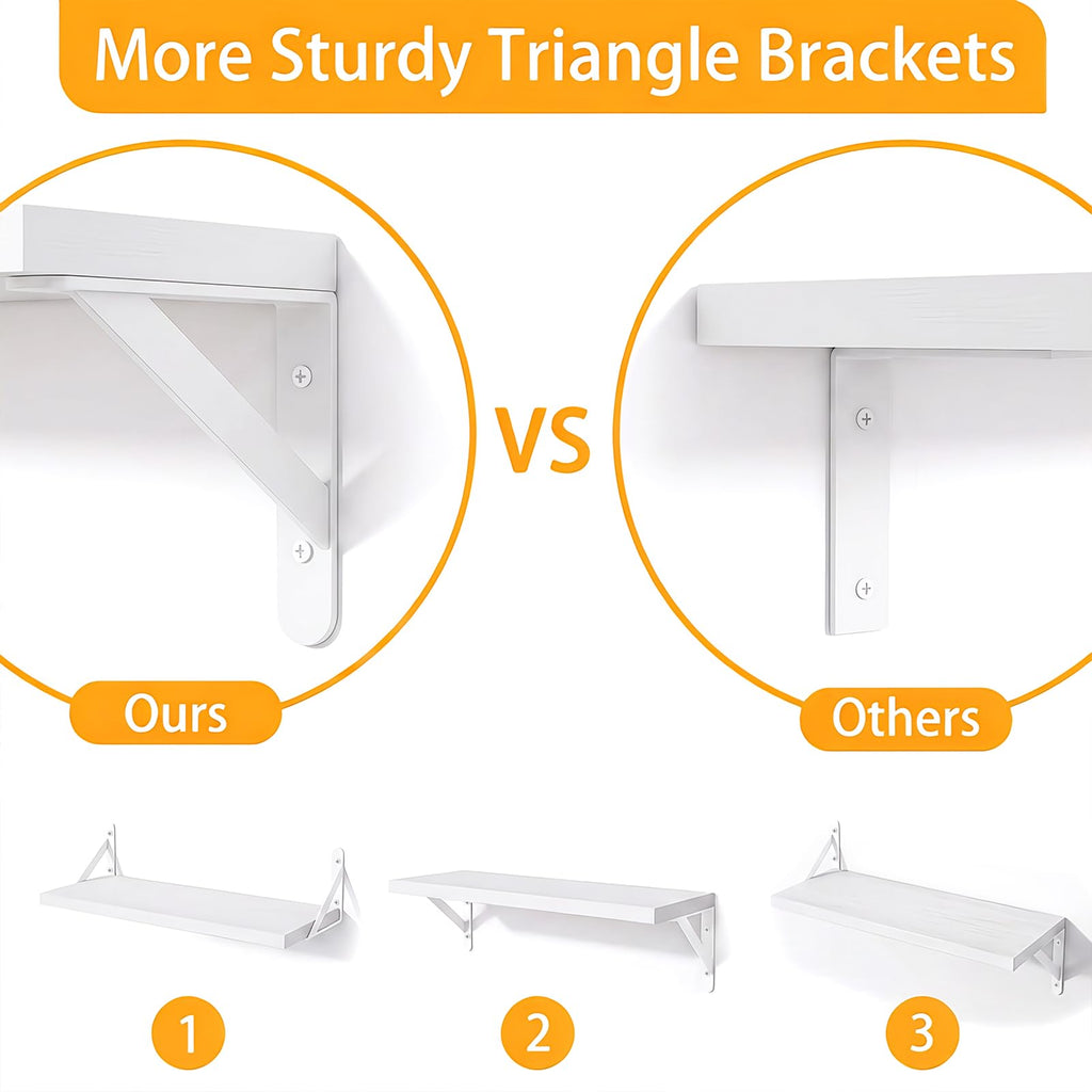 4 Different Sizes Floating Shelves for Wall Home Decor, White