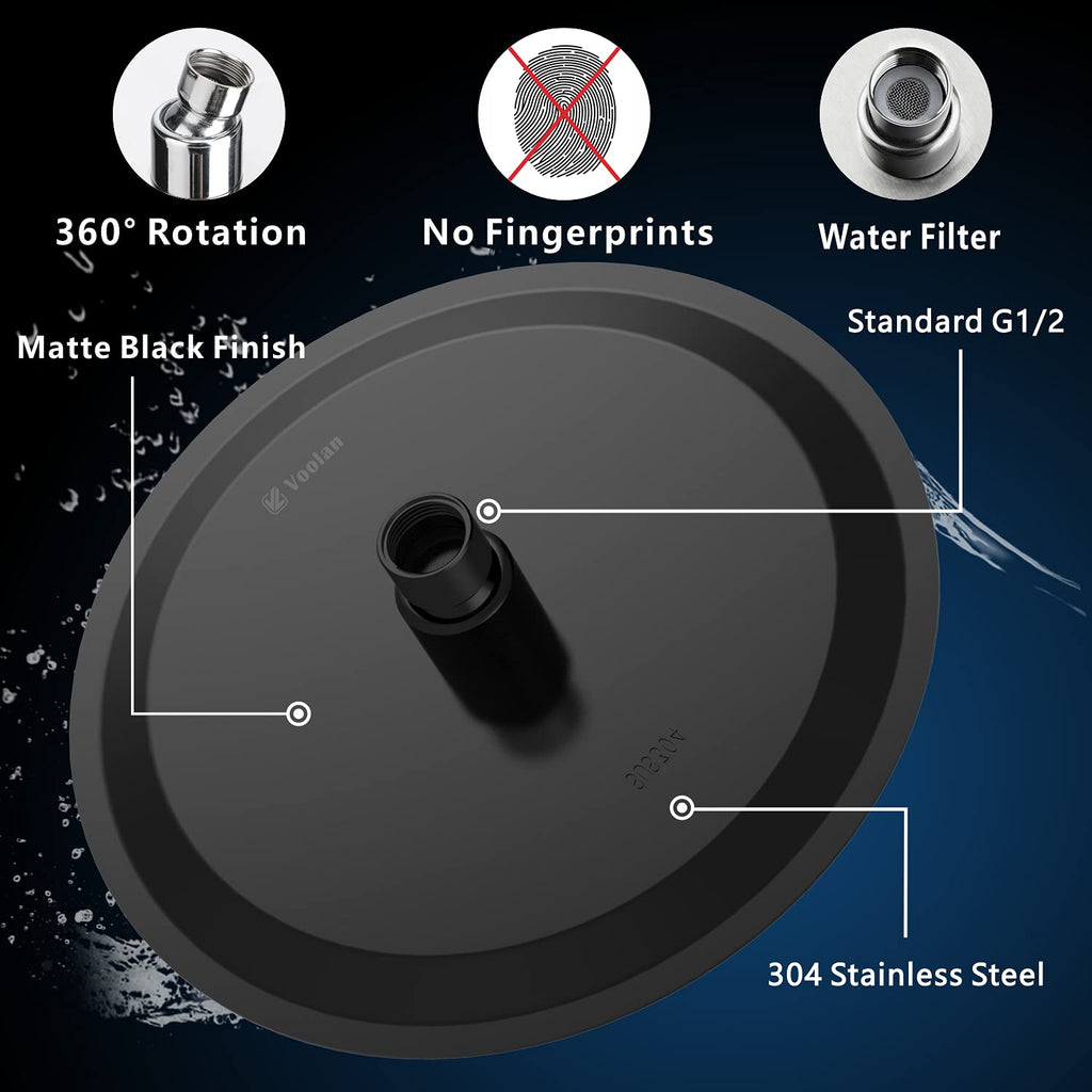 Rain Shower Head, High Pressure High Flow All Metal Rainfall Shower Head, Ultra-Thin Design-Pressure Boosting