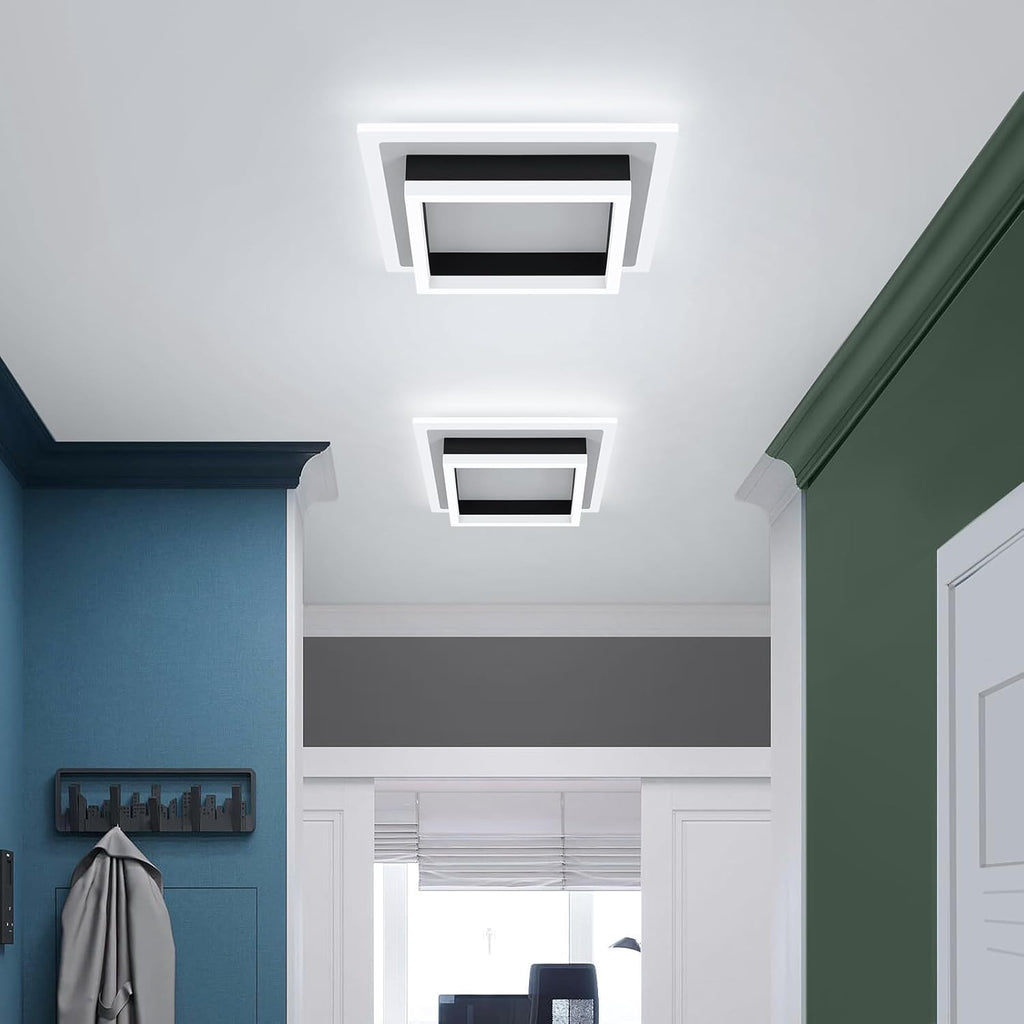 32W Modern LED Ceiling Light, Small Flush Mount Light Fixture, 6500K Cold White Ceiling Lamp, Square Hallway Lighting