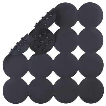 Square Shower Mat Nonslip - Rubber Bathtub Mat with Suction Cups for Inside Shower Bathroom Floor (Black, 21X21)