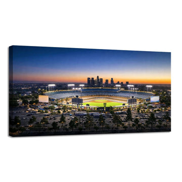 Large Framed Wall Ready to Hang 20" x 40" los angeles city skyline with stadium los angeles cityscape Canvas Print