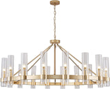 Gold Wagon Wheel Chandelier with Glass Shape D50 Large Round Chandelier Lighting for High Ceiling, Hanging Pendant Light Fixtures for Living Room, Dining Room (Gold + Glass Shape) A115-B0D1KGBFDR