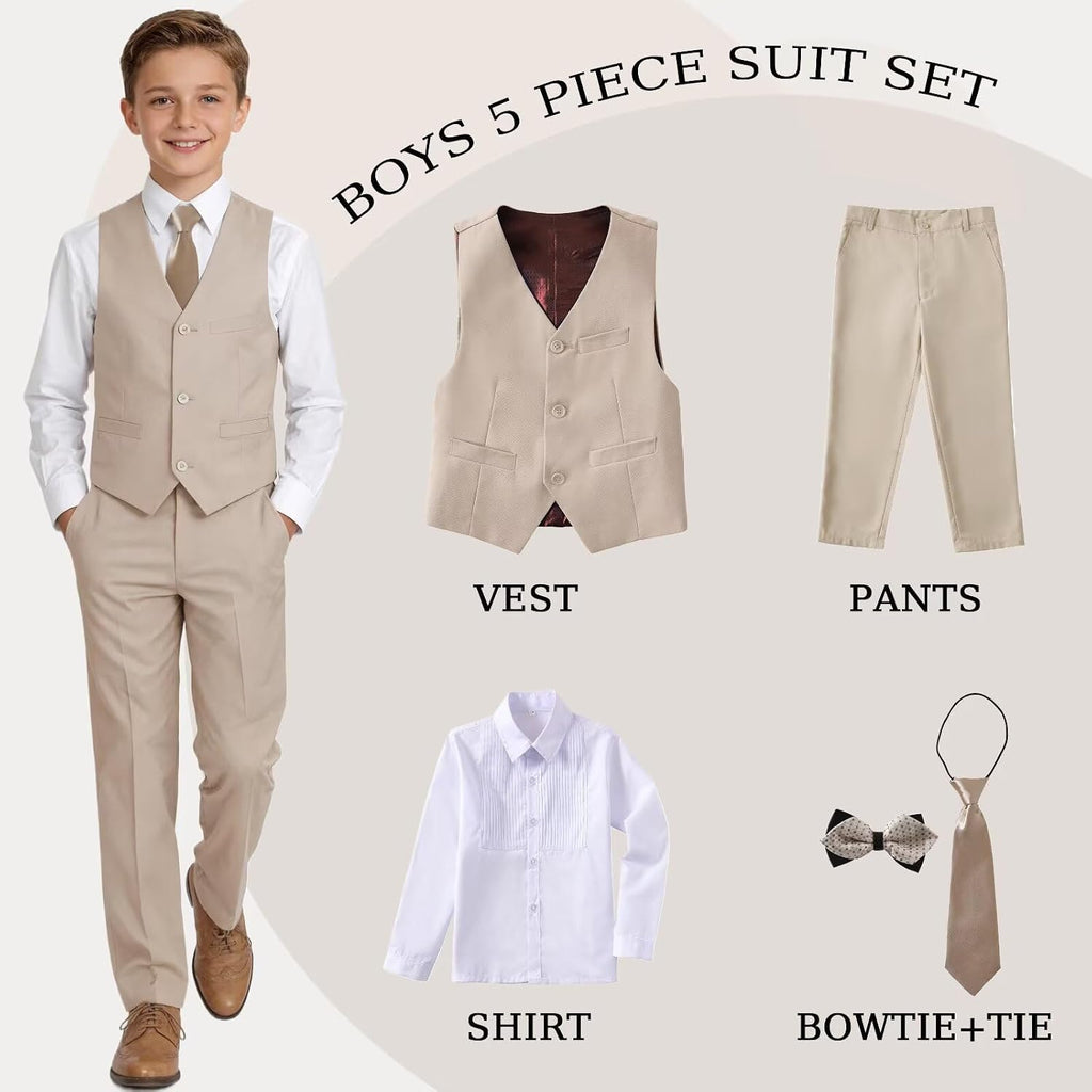 Boys Suits Kids Dress Vest Pants Set Ring Bearer Outfit