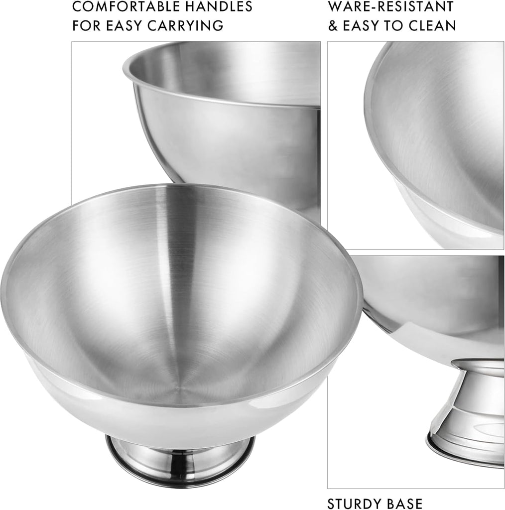 Large Ice Bucket for Parties & Punch Bowl Set, 12L, Silver