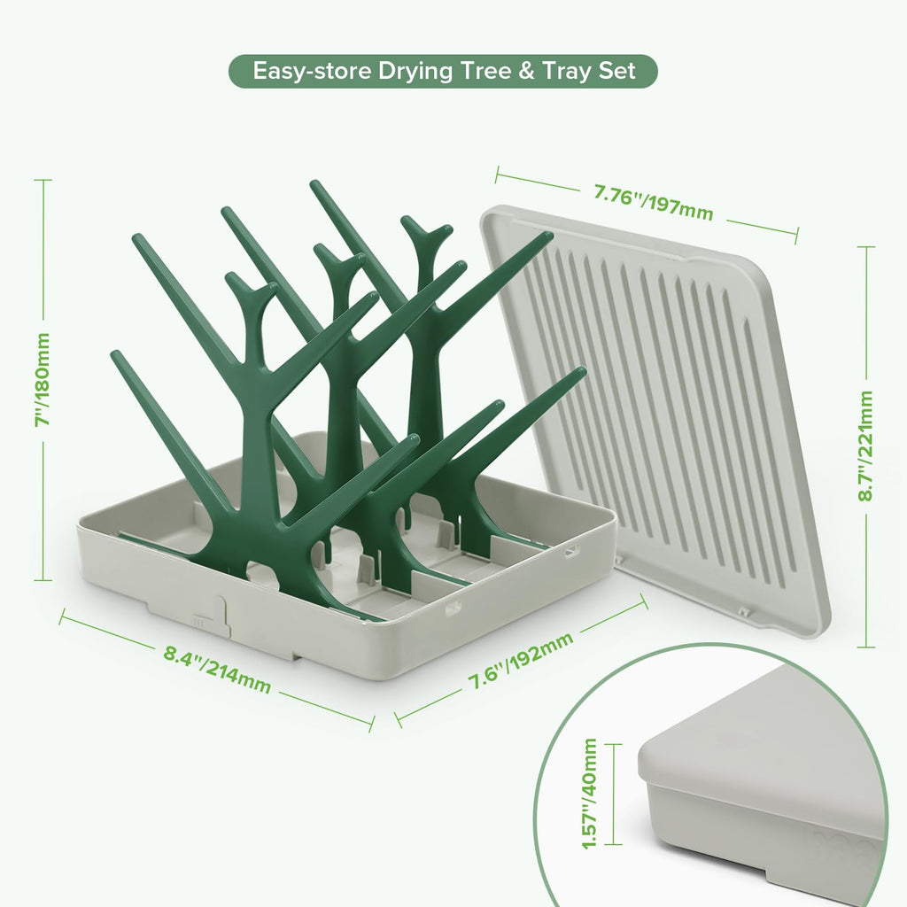 Portable Baby Bottle Drying Rack with Tray,Foldable Space Saving Bottle Drying Tree for Bottles/Pump