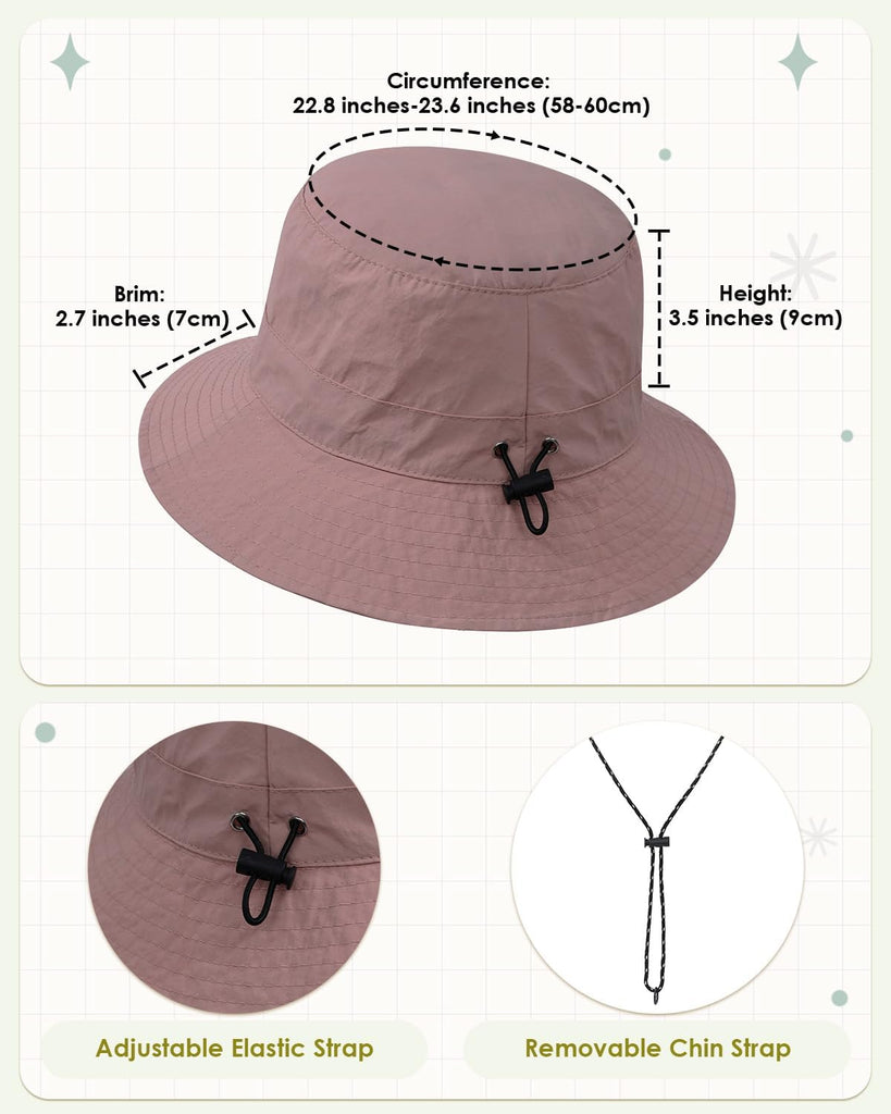 Kids UPF 50+ Waterproof Sun Hat, Packable Wide Brim Bucket Hat