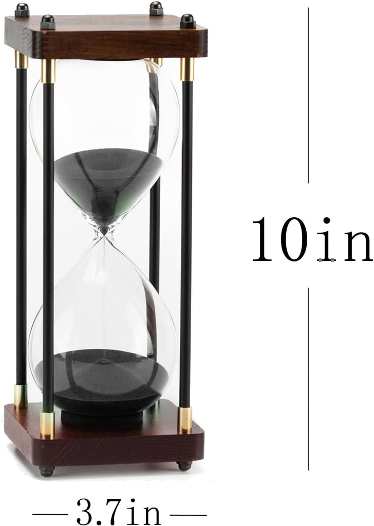 Hourglass Timer 60 Minute, Metal Wooden Sand Timer, Black