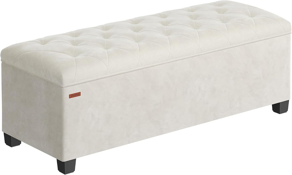 Velvet Storage Ottoman Bench, Foot Rest with Legs, 15.7 x 43 x 15.7 Inches, End of Bed Bench, Storage Chest, Load up