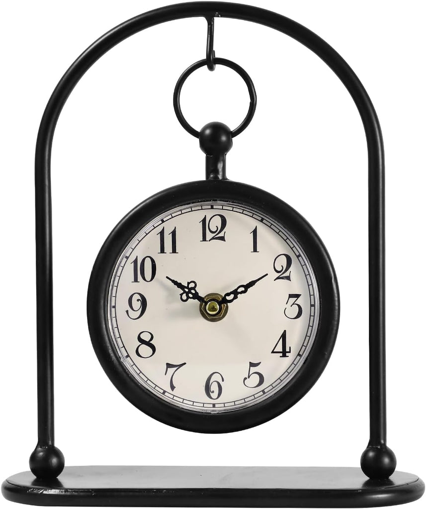 Vintage Metal Table Clock, Farmhouse Table Clock