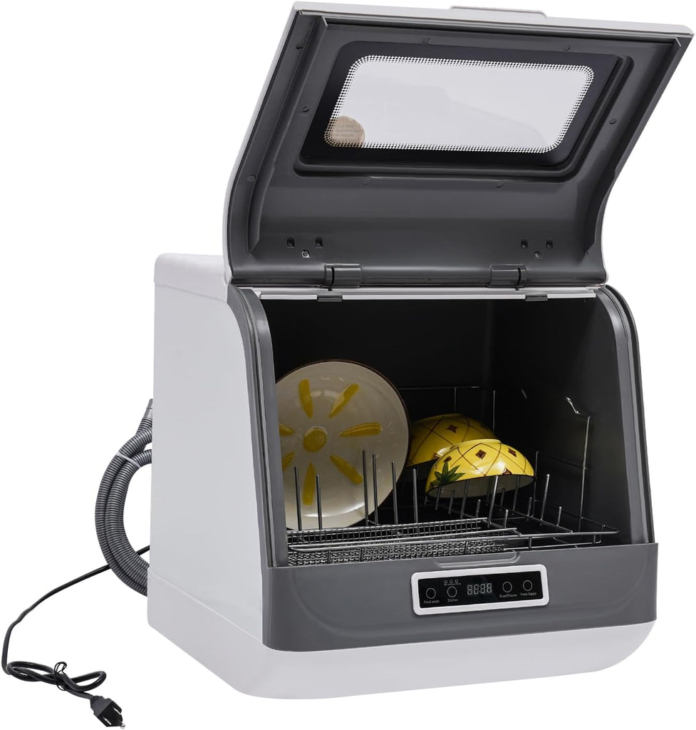 Dishwasher, Portable Automatic Mini Dish Washer Air Dry Function 3 Washing Programs