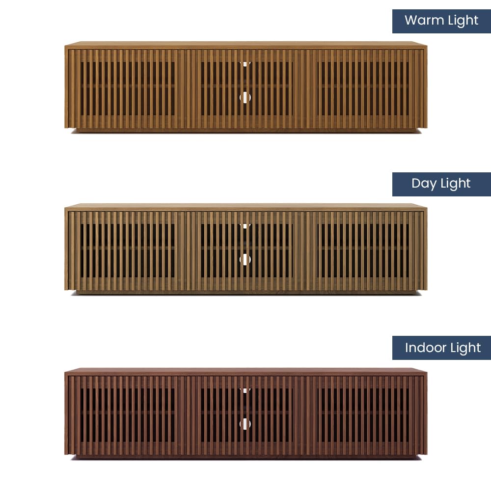 Full Assembled Mid Century Modern TV Stand, 59.06" Wood Slatted Media Console for 55 inch TV, Entertainment Center