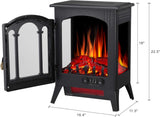 16 Inch Freestanding Electric Fireplace Stove Heater, 1500W Infrared Space Heater with Thermostat and Cool Touch Exterior