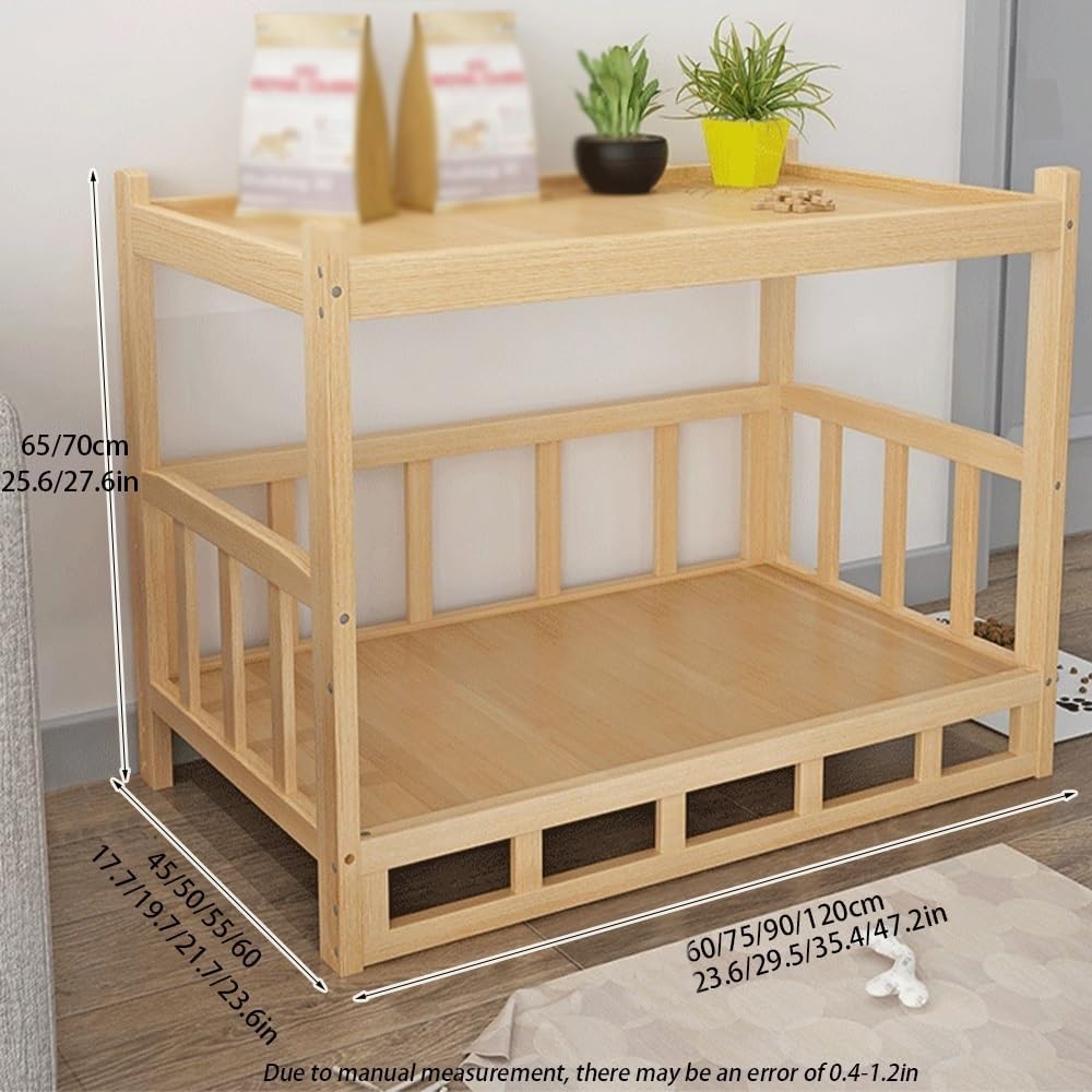Dog Bed Wood Platform, Elevated Pet Cushion Bed(23.6 X 17.7 X 25.6IN)