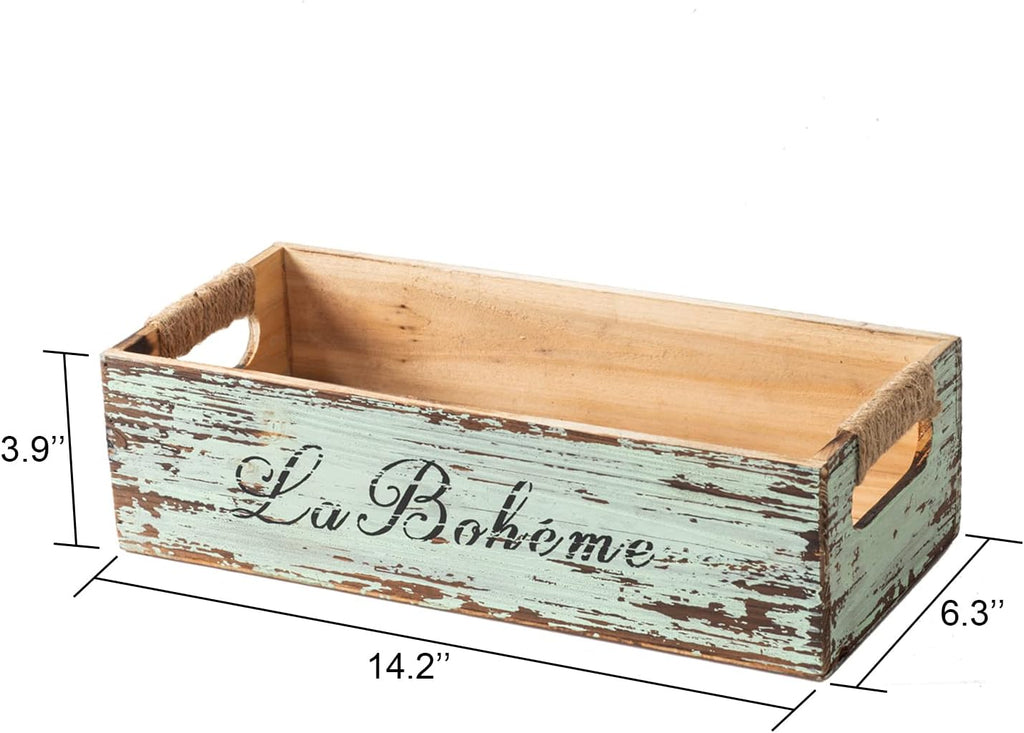 Farmhouse Distressed Wooden Storage Box, Rustic Bathroom Decor Box, Decorative Toilet Tank Basket, Vintage Countertop