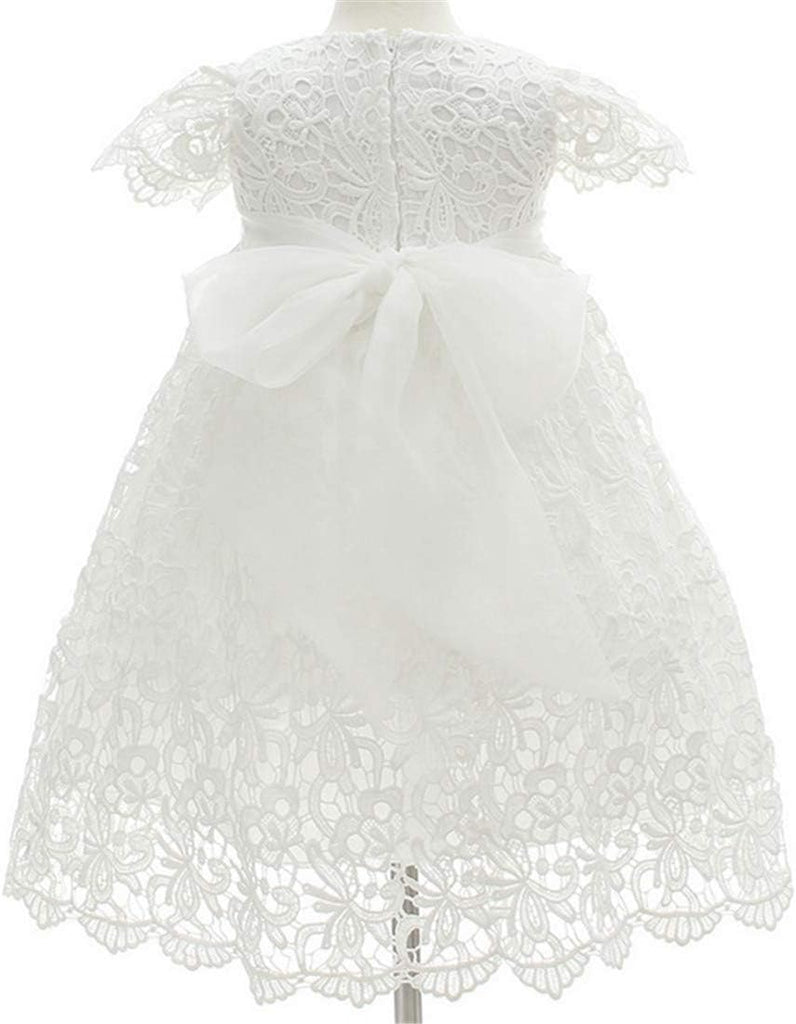Baby Girls 4 Pcs Gown and Bonnet Christening Baptism Dress Lace Baby Dress