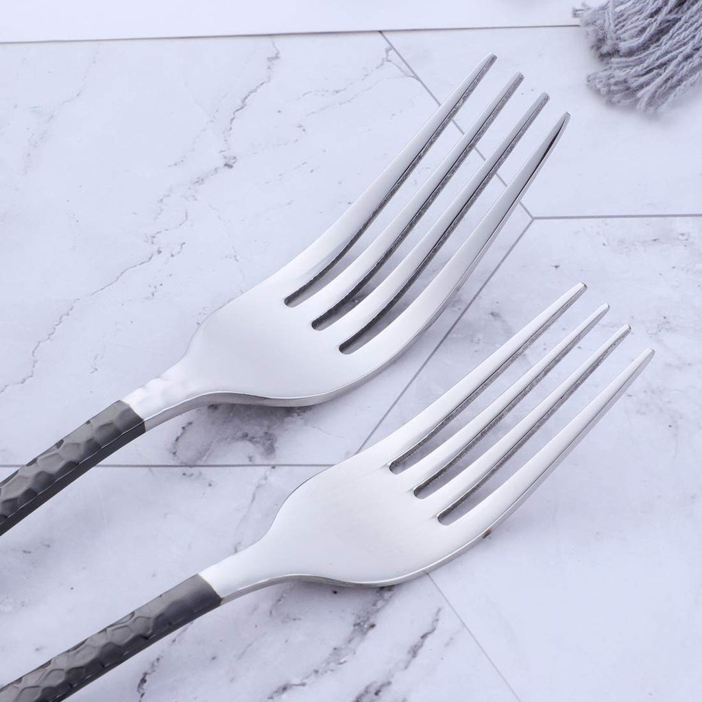BuyGo 20-Piece Silverware Set, Hammered Design Flatware Set Dinnerware Set, Stainless Steel Tableware Eating Utensils