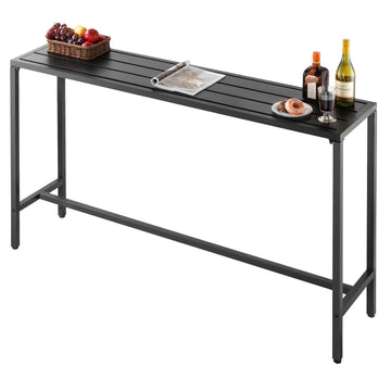Outdoor Bar Table, 63 x 15 Bar Table, Waterproof Top & Sturdy Metal Frame, Rectangle Counter Height Dining Tables