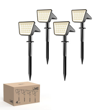 4 Packs Solar Spot Lights Outdoor Waterproof, 28 LED 3000K Solar Powered Landscape Pathway Lights, Dusk to Dawn Solar