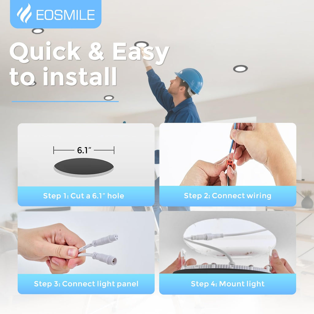 12 Pack 6 Inch BlackLED Recessed Light with Junction Box