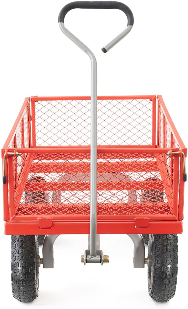 800-Pound Capacity Heavy Duty Steel Mesh Versatile Utility Garden Wagon with Easy Grip Handle for Outdoor Hauling