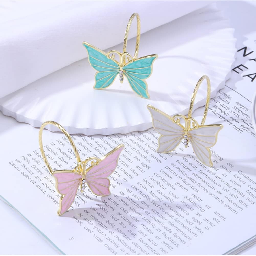 Butterfly Napkin Rings, Flower Butterfly Napkin Ring Holder for Easter, Wedding, Christmas, Dinner Party - Set of 8