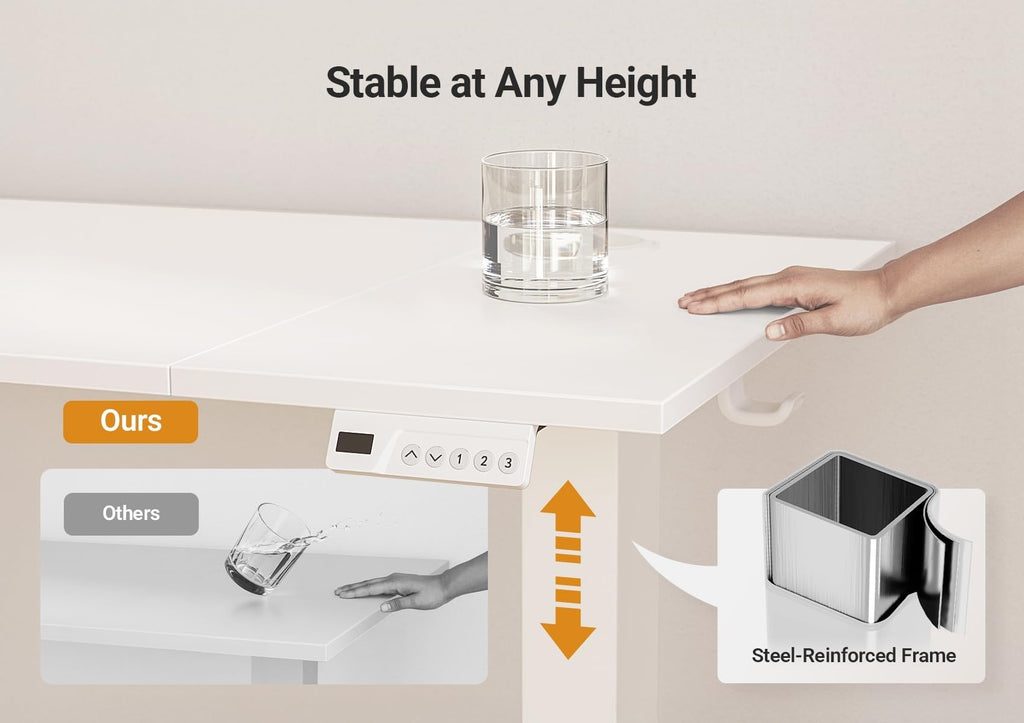 Electric Height Adjustable Standing Desk, 48x24 Inch, Cold White