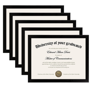 Certificate Frame, 8.5 by 11 Glass Diploma Frames, 5 Pack, Black