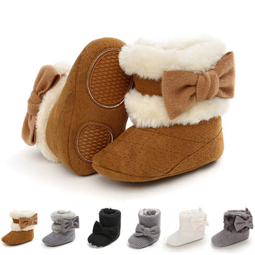 Baby Boy Girl Boots Newborn Shoes Winter Snow Bowknot Anti-Slip Soft Sole Warm Infant Toddler Prewalker Booties