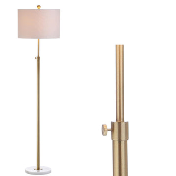 June 65" Adjustable Metal Marble Floor Lamp, Brass Gold