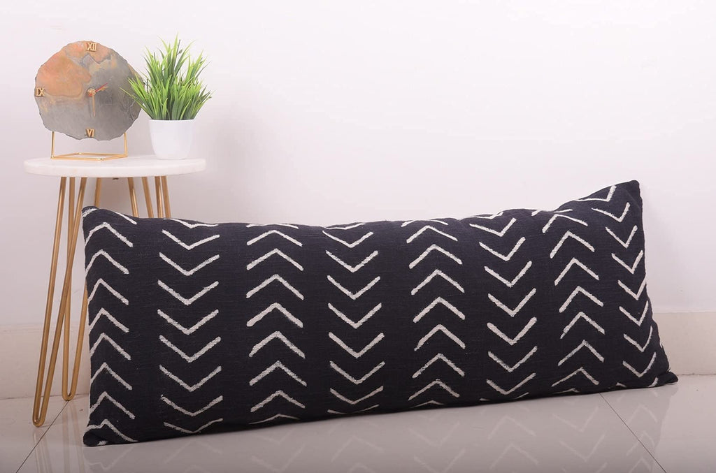 Star 14x36 Lumbar Back Rest Pillow Cover Mudcloth Cushion Cover 100% Cotton Pillow Cover Black Rustic Fall Decor