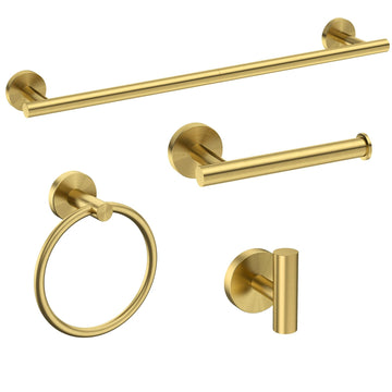 4PCS Brushed Gold Bathroom Accessories Set, 24-Inch Towel Bar Set
