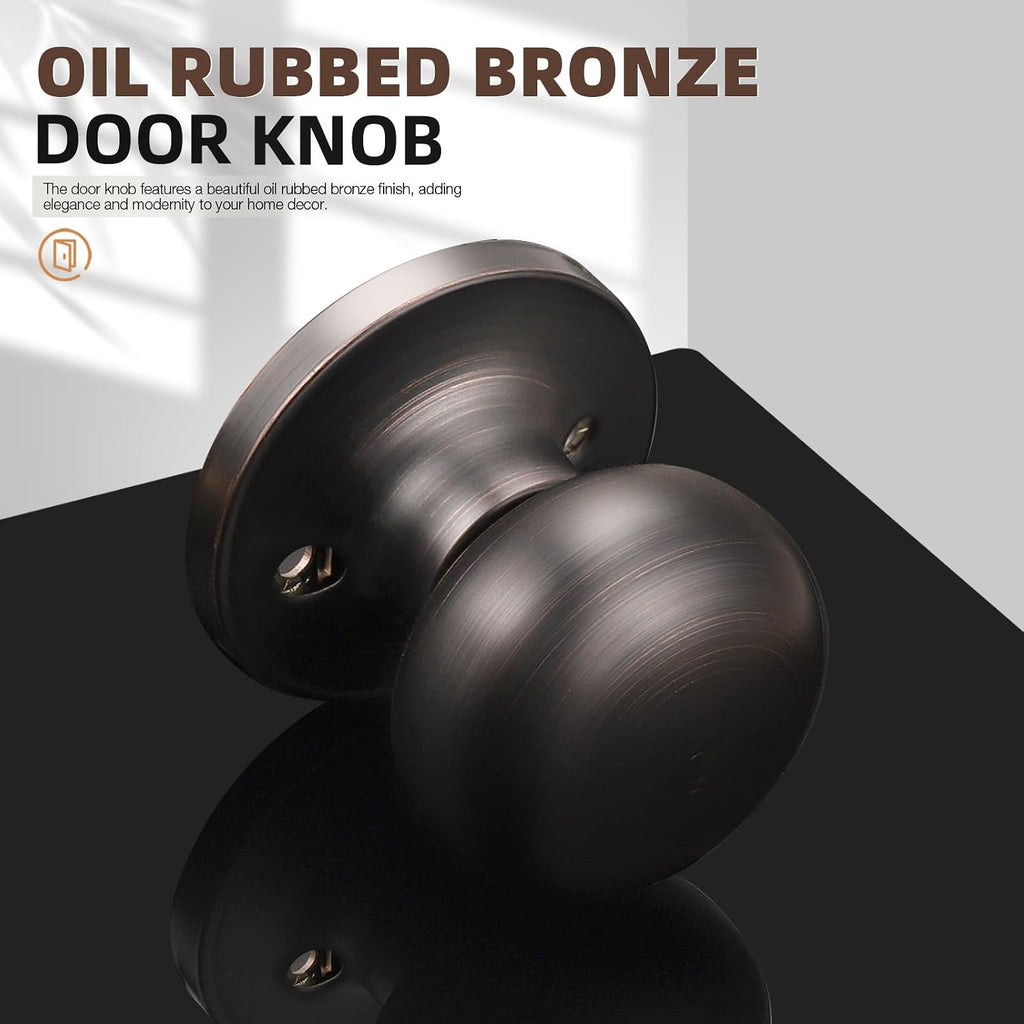 4 Pack Single Dummy Door Knobs Oil Rubbed Bronze Half Dummy Door Knob for Closet Round Interior Door Knob Pull Door