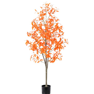 Faux Fall Olive Tree 5Ft Artificial Tree with Planter Autumn Decor