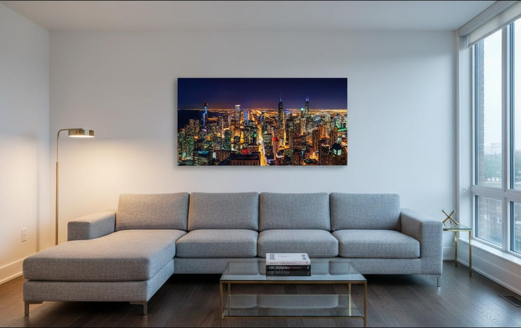 Chicago Skyline Canvas Wall Decor Modern Cityscape Framed 20x40