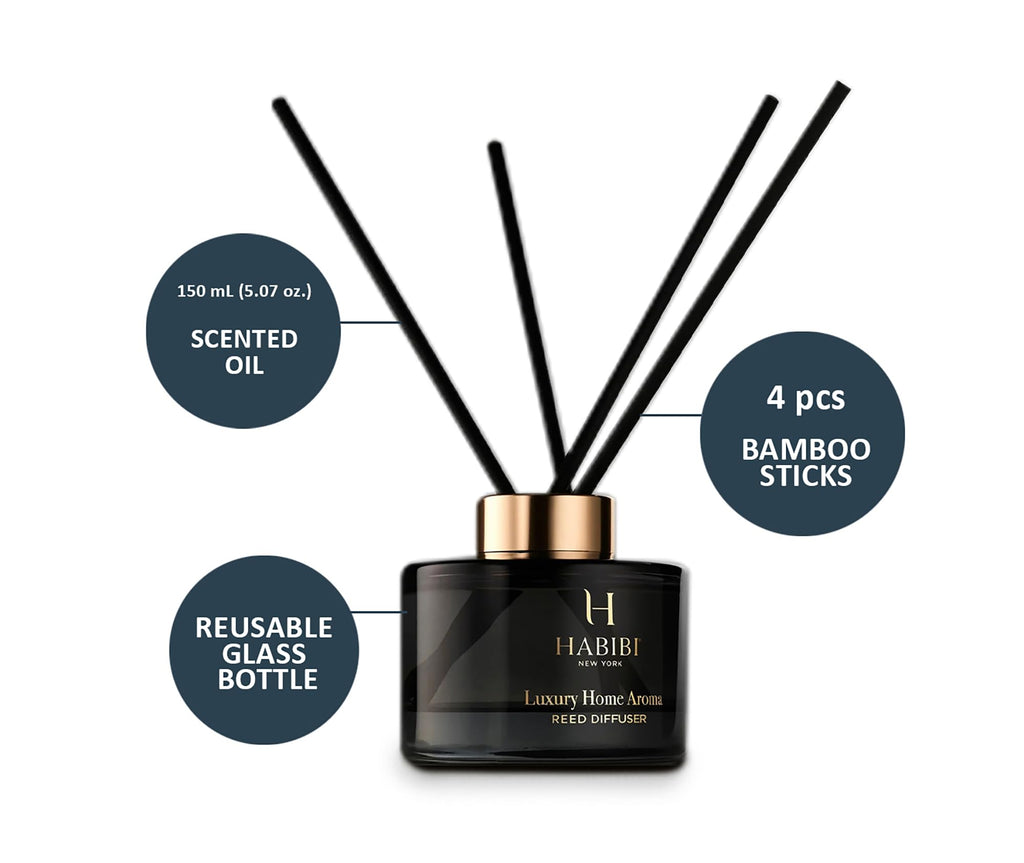 Splended Sunset Essential Oil Diffusers, Luxury Reed Diffuser Set with Oil & 4 Bamboo Sticks, Fruity Floral
