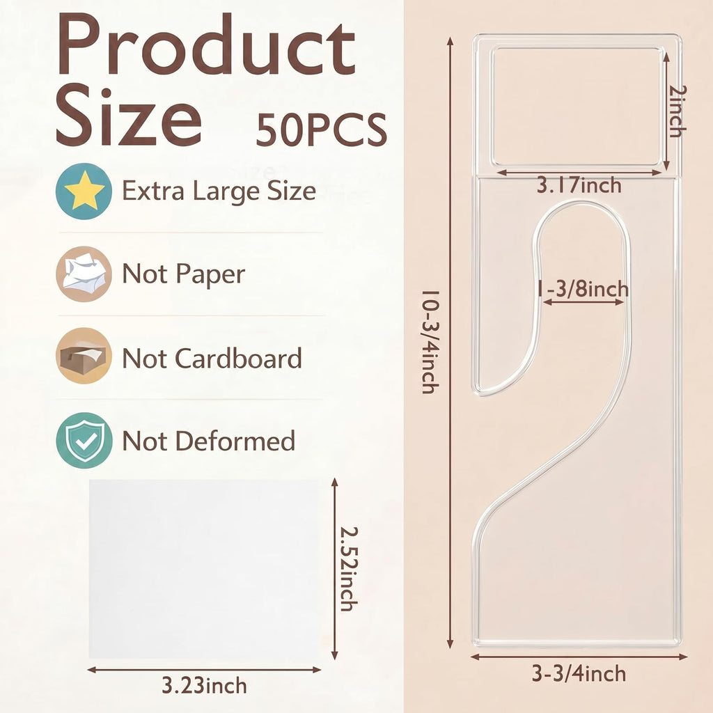 50 Pack Clothing Rack Size Dividers with Labels, Transparent
