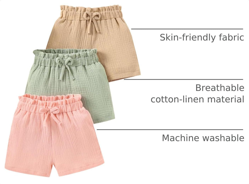 3 Pack Girls Shorts Pants Casual Cotton Shorts for Toddler Girls Kids Summer Clothes