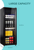4.8 Cu.Ft Beverage Refrigerator, 155 Can Mini Fridge with Freeze with Glass Door