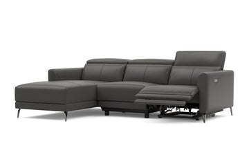Andria 99.5" Reclining Leather Sectional Sofa, Reclining Couch with Left Hand Chaise | Italian Nappa 11000 Top Grain