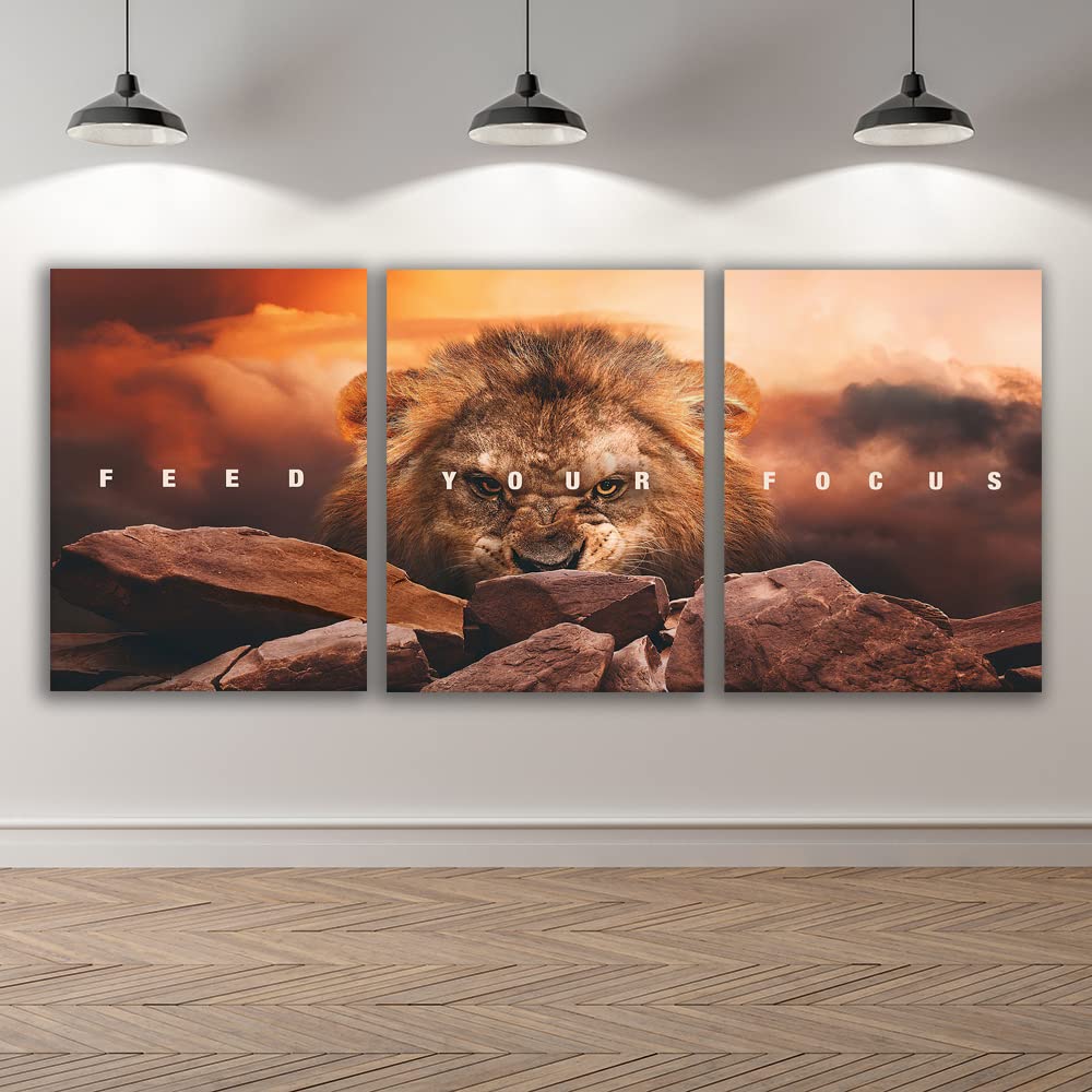 Motivational Wall Art Inspirational Wall Art 3 Pieces Canvas Poster Wall Painting Lion Artwork Bedroom Home Decor